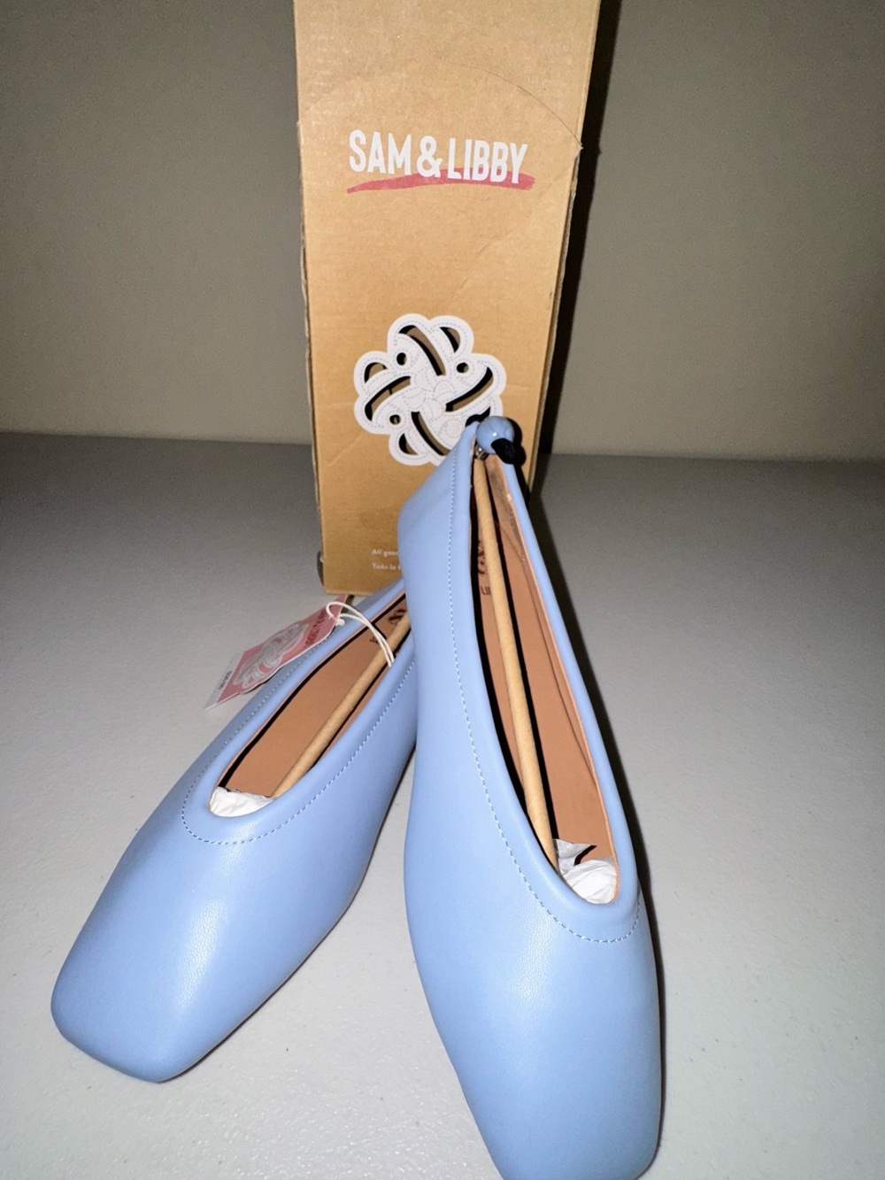 Sam & Libby Pastel Blue Square-Toe Ballet Flats